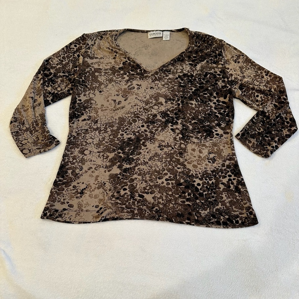Chico's Brown Abstract Women's Blouse - Picture 4 of 9